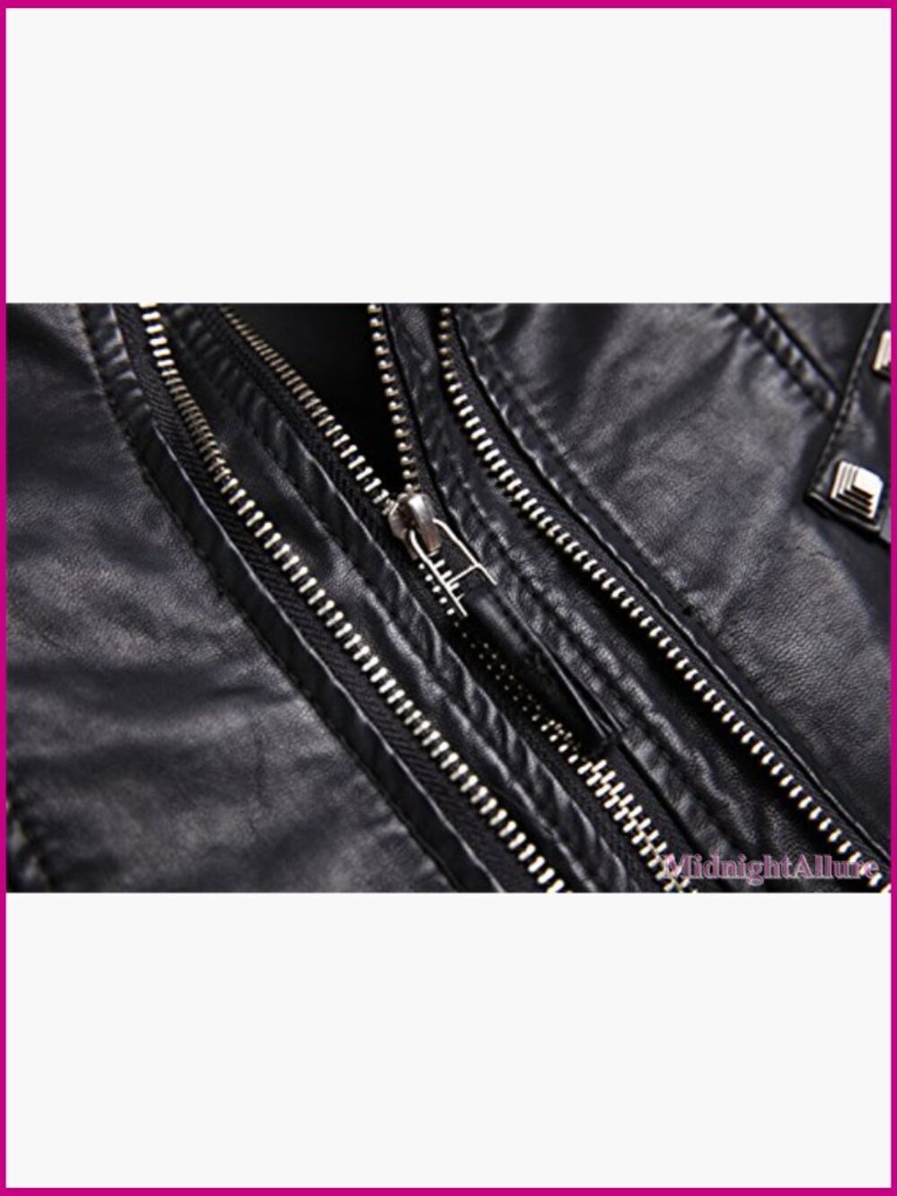 Faux Leather Moto Jacket with Studs, Detachable Hem, Fitted Waist - Picture 6 of 6